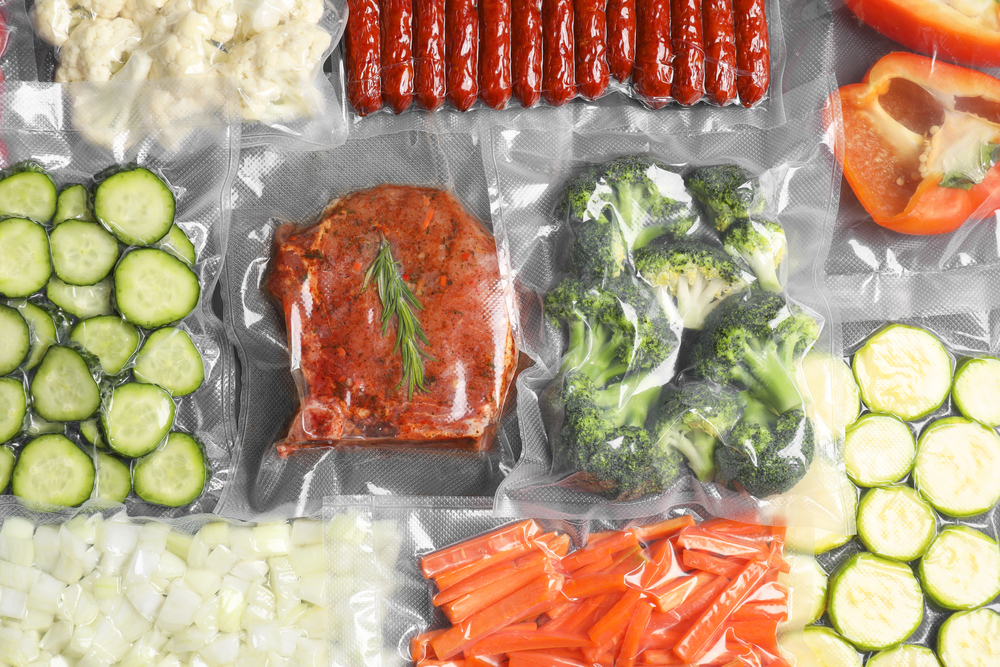 a group of food in plastic bags