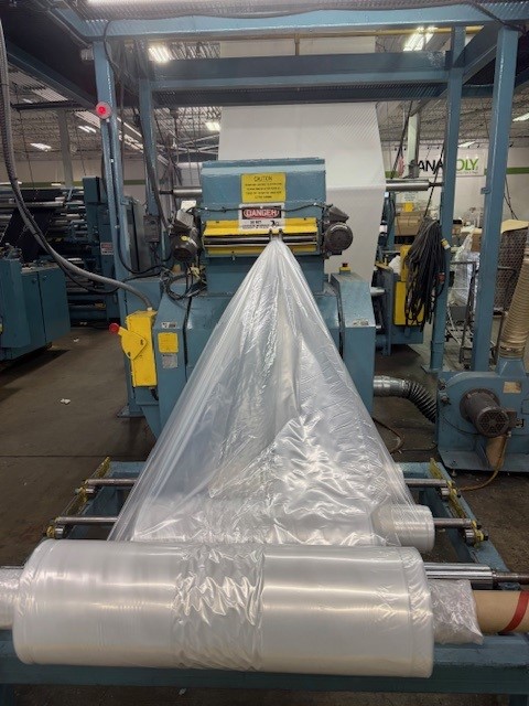 a large plastic bag on a machine