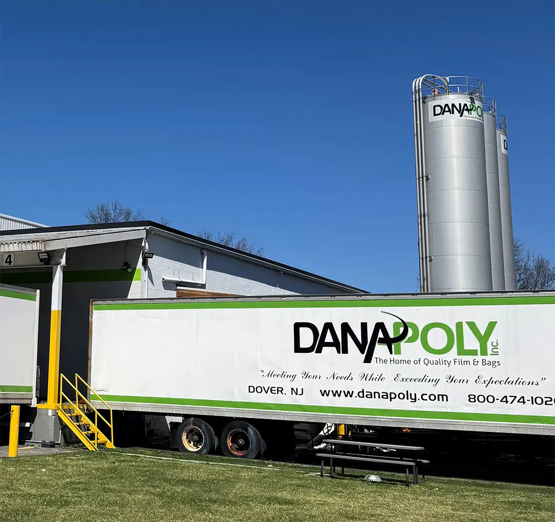 a truck parked outside a building