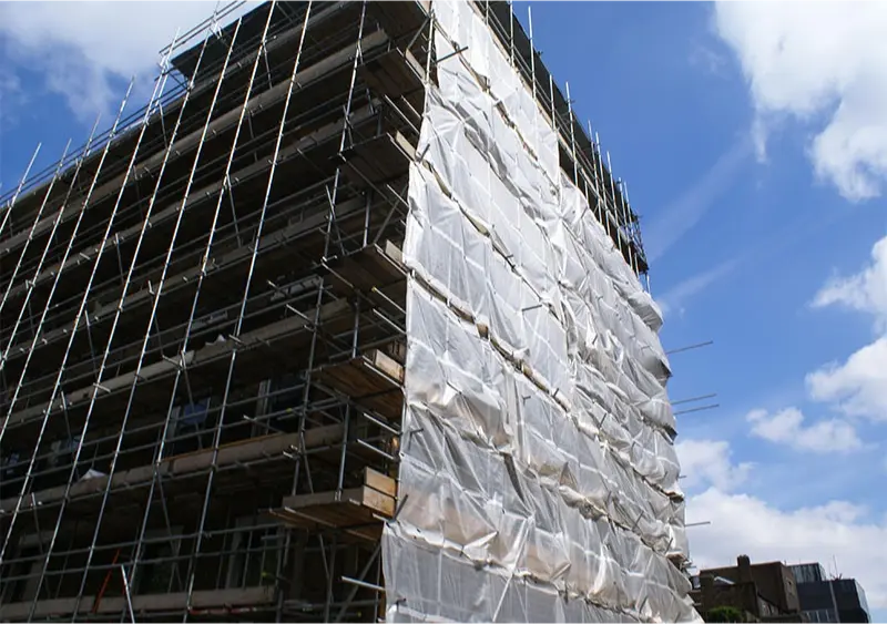 a building under construction with scaffolding