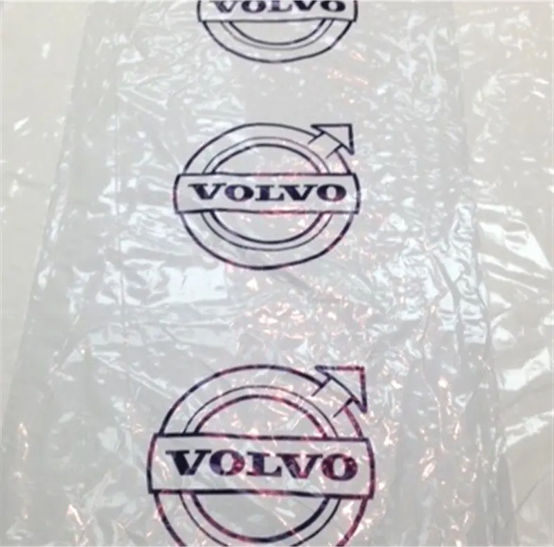 a plastic bag with logos on it