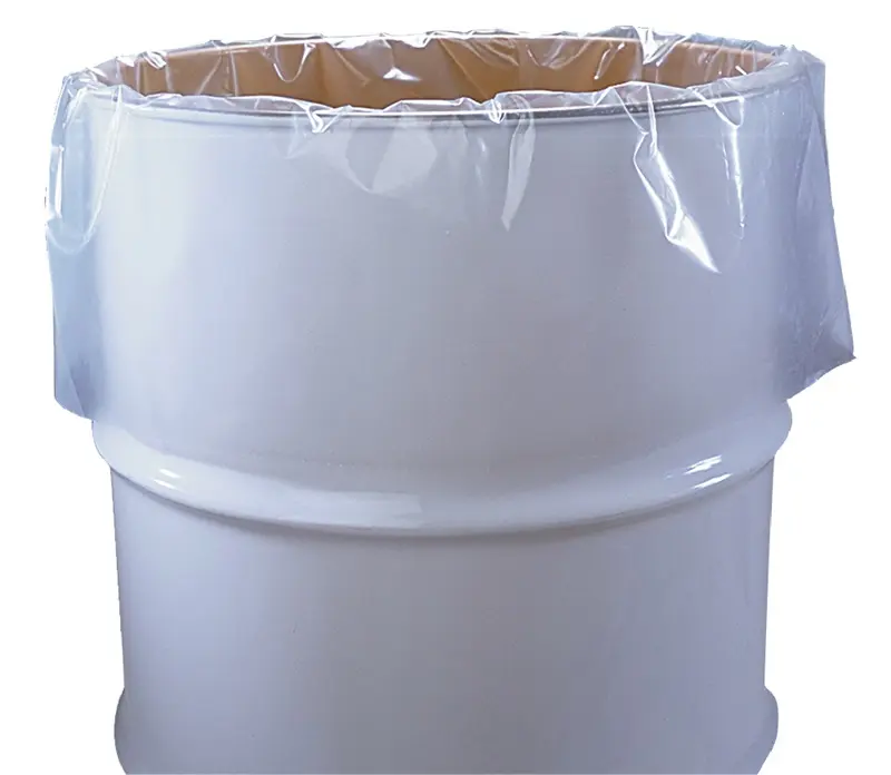 a white bucket with plastic wrap around it