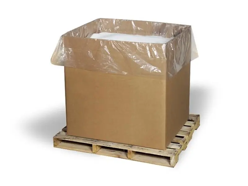 a cardboard box on a pallet
