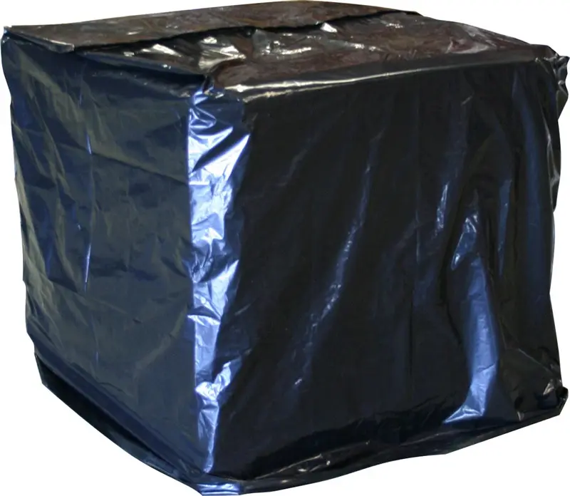a black plastic bag with a white background