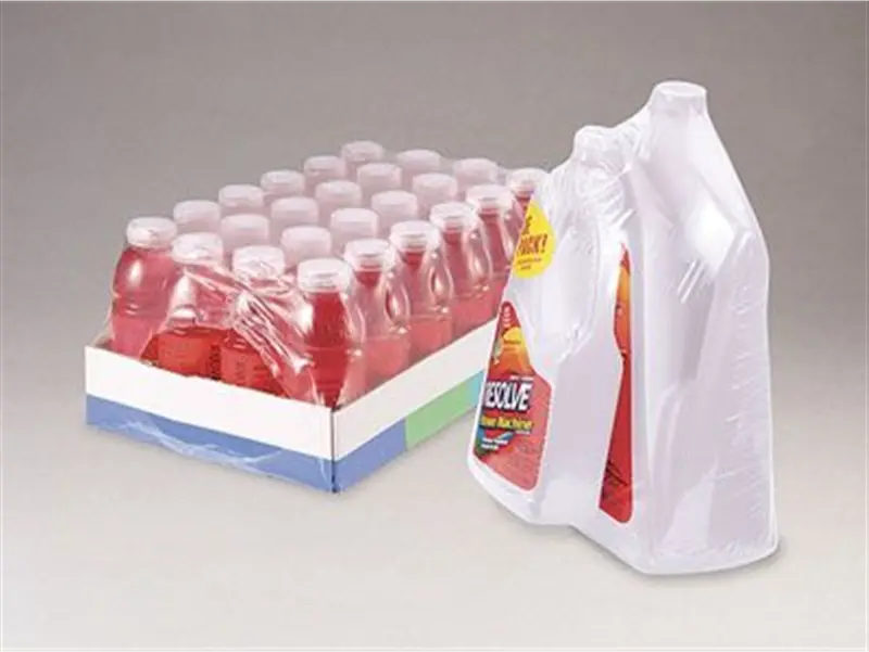 a plastic bottle and a plastic bag of soda