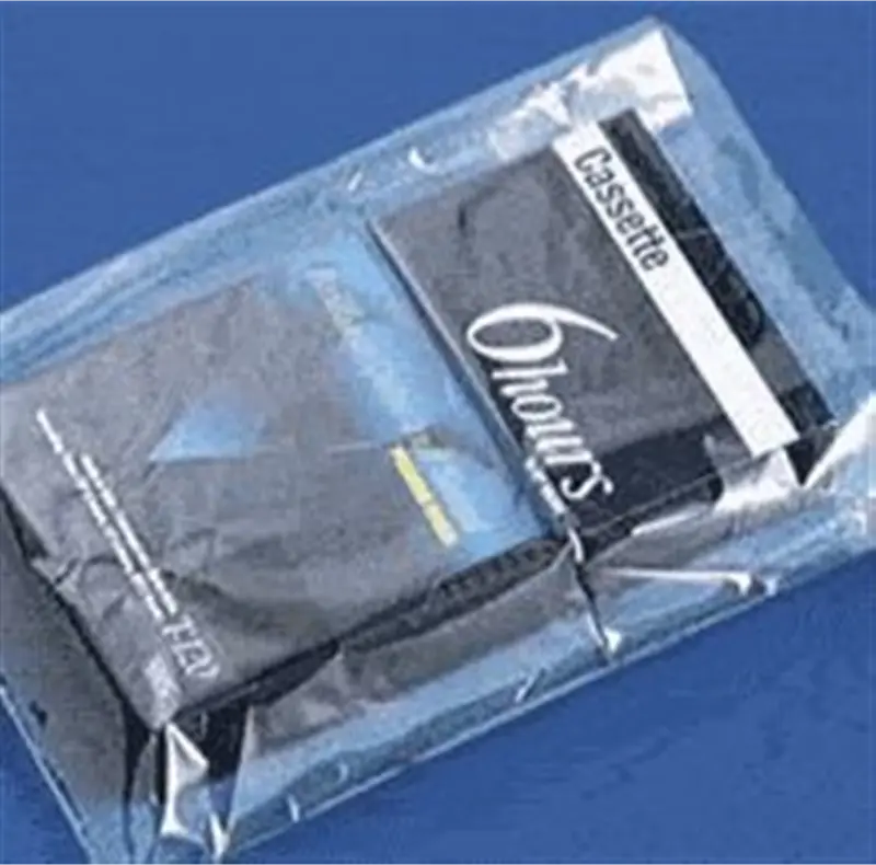 a plastic bag with a black object in it