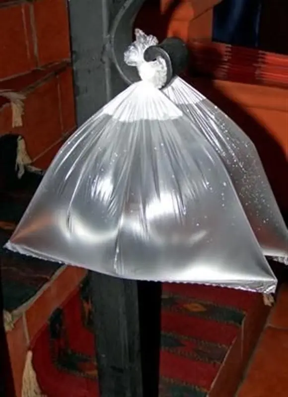 a plastic bag on a hook